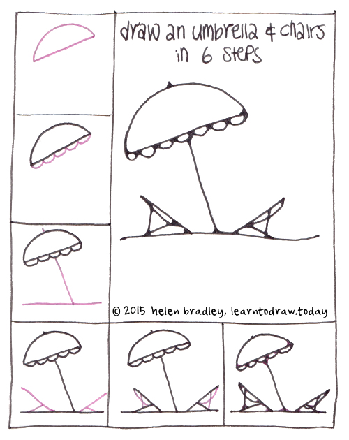 Learn to Draw an Umbrella and Chairs in 6 Steps : Learn To Draw