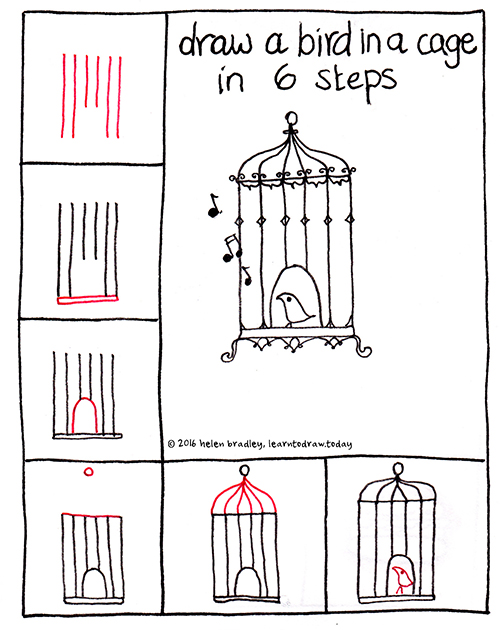 Learn to Draw a Bird in a Cage in 6 Steps Learn To Draw