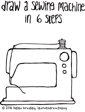 how to draw a sewing machine