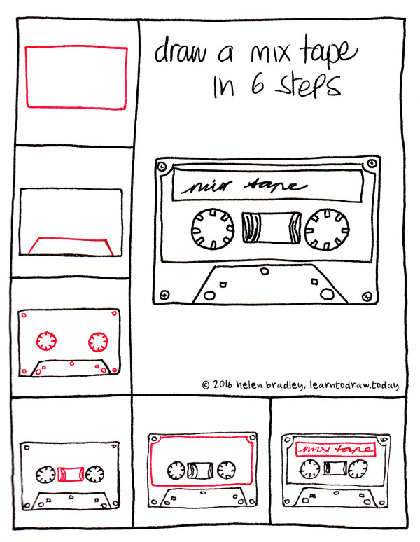 Learn To Draw a Mix Tape in 6 Steps Learn To Draw