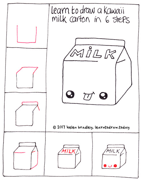 How to draw a kawaii milk carton step by step
