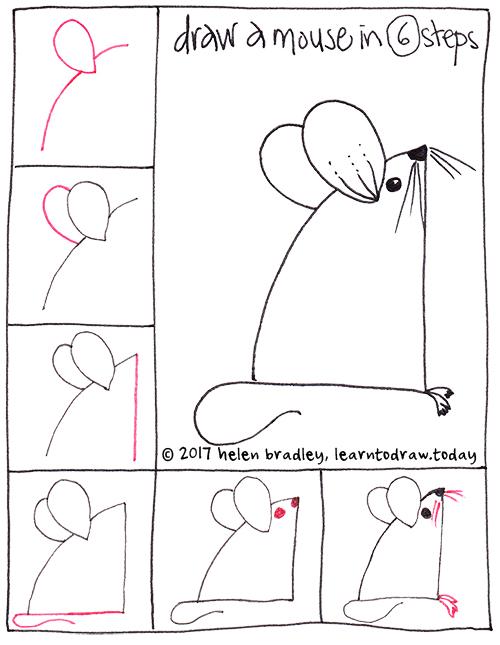 six step mouse drawing