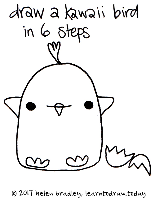 Draw a Kawaii Baby Bird in 6 Easy Steps : Learn To Draw