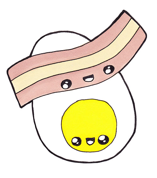 Draw Kawaii Bacon and Eggs in 6 Easy Steps! Learn To Draw