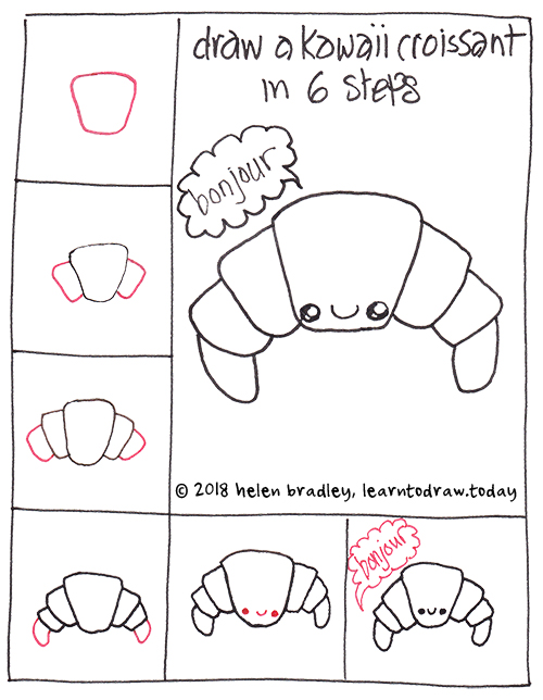 how to draw a cute croissant