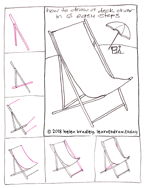deck chair drawing in 6 steps