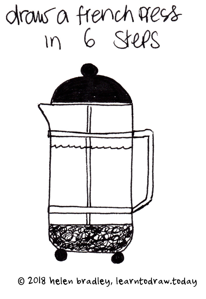 french press coffee maker drawing