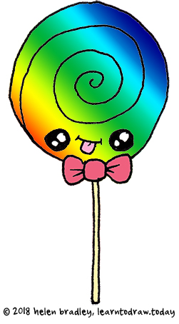 Learn to Draw a Kawaii Lollipop in a Few Simple Steps : Learn To Draw